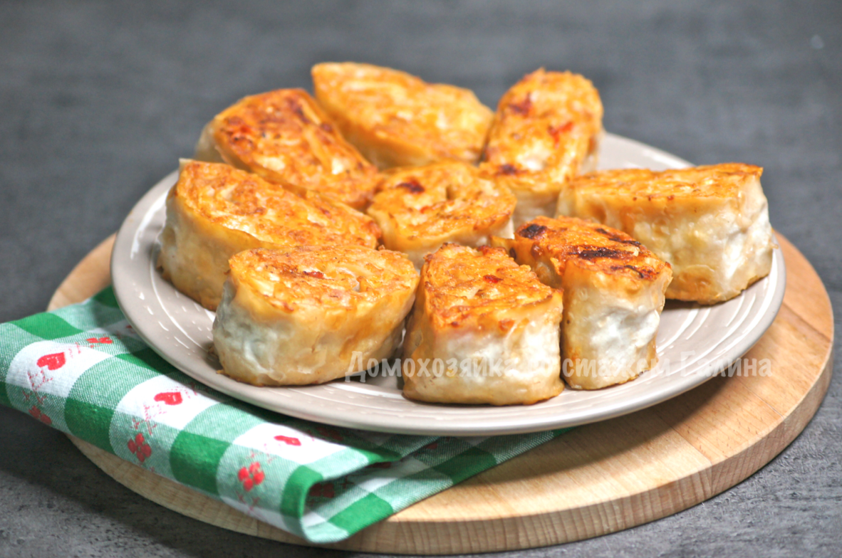 Изысканные рулетики из лаваша с мясным фаршем