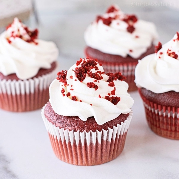 Капкейки Красный Бархат без Сахара и Красителей