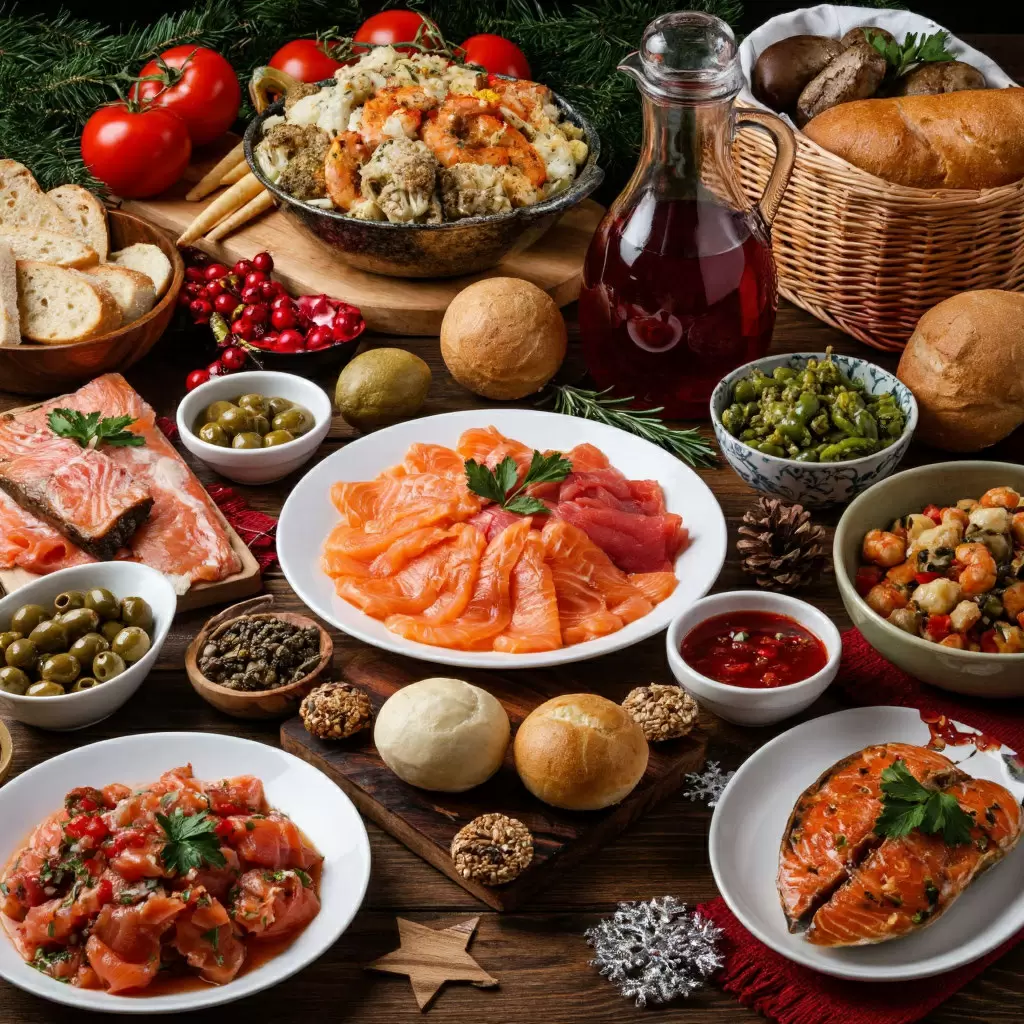 Блюда и напитки в новогоднем меню 2026 для привлечения удачи